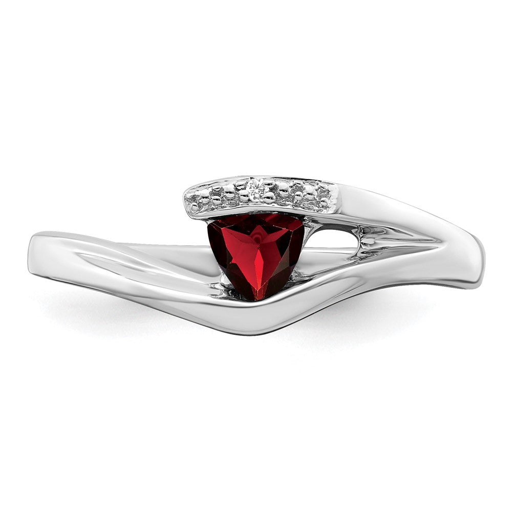 14k White Gold Trillion Garnet and Diamond Ring