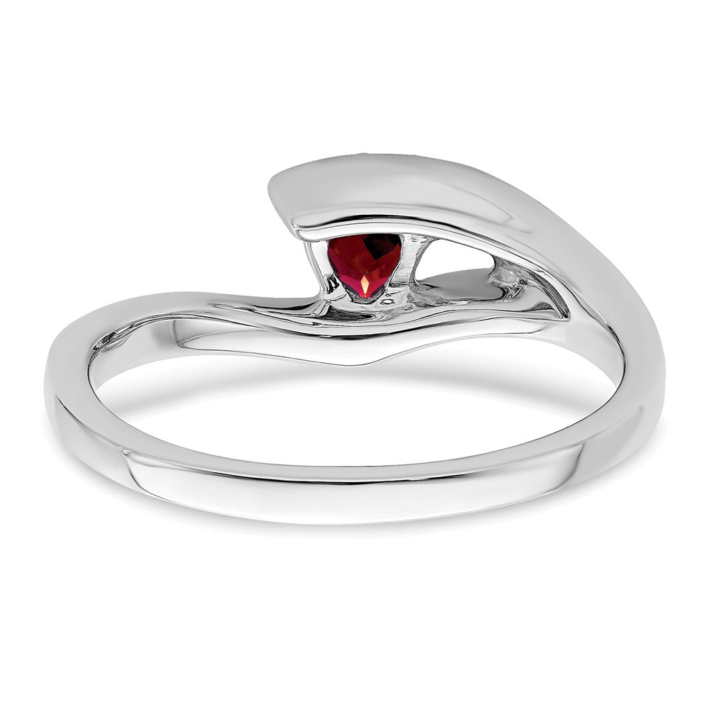 14k White Gold Trillion Garnet and Diamond Ring