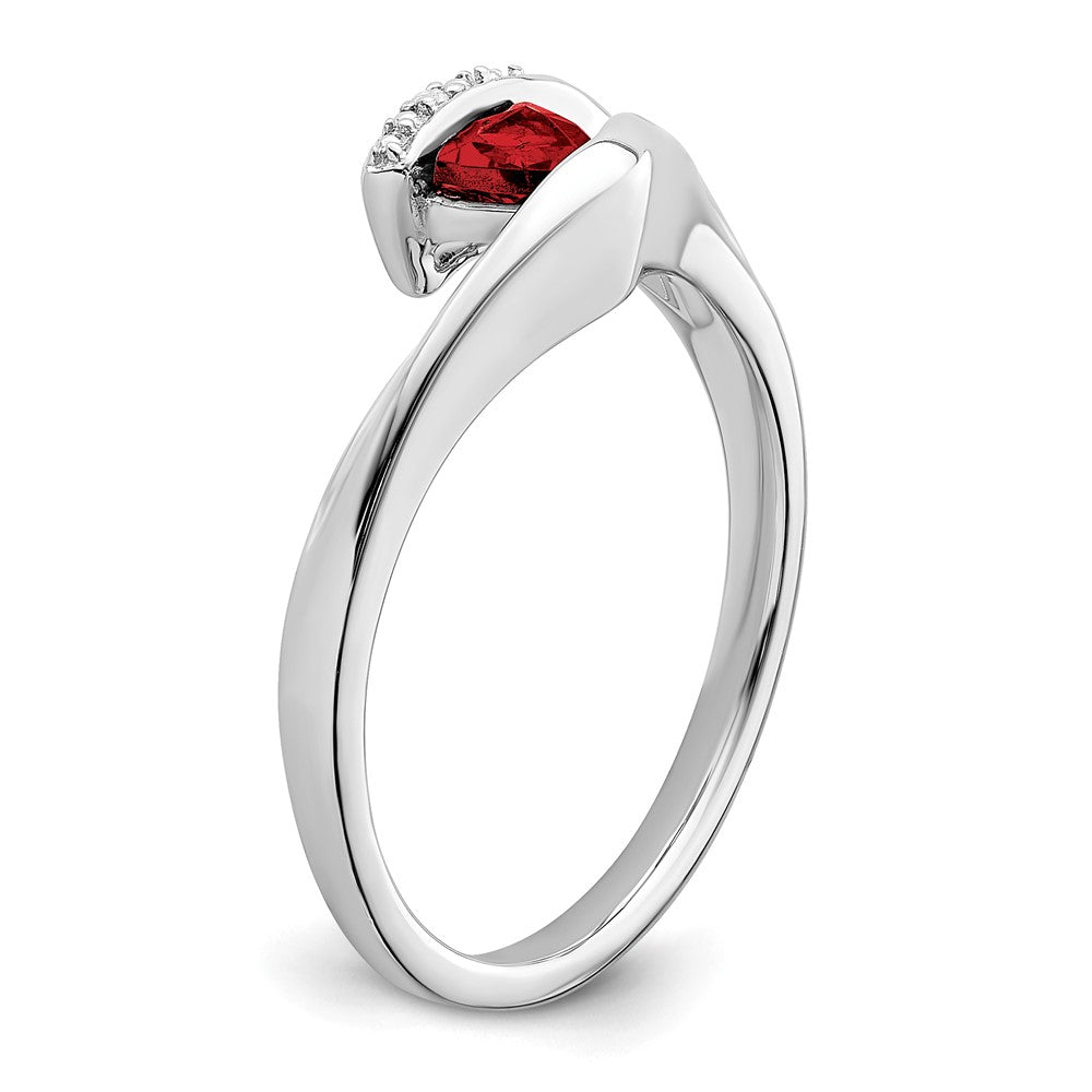 14k White Gold Trillion Garnet and Diamond Ring