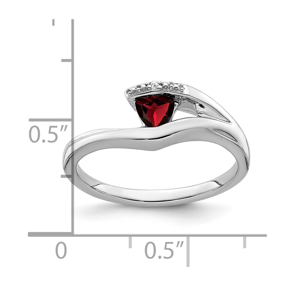 14k White Gold Trillion Garnet and Diamond Ring