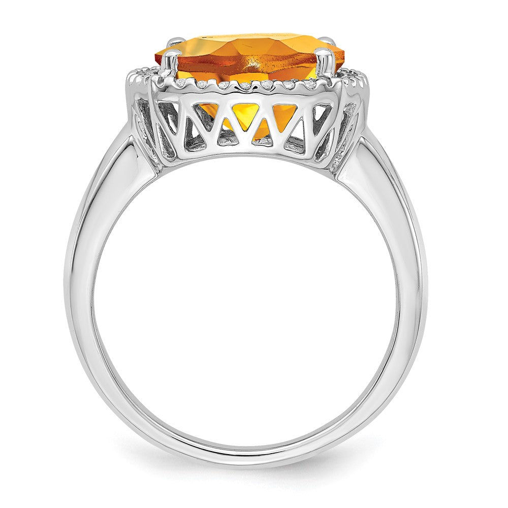 14k White Gold Citrine and Diamond Ring