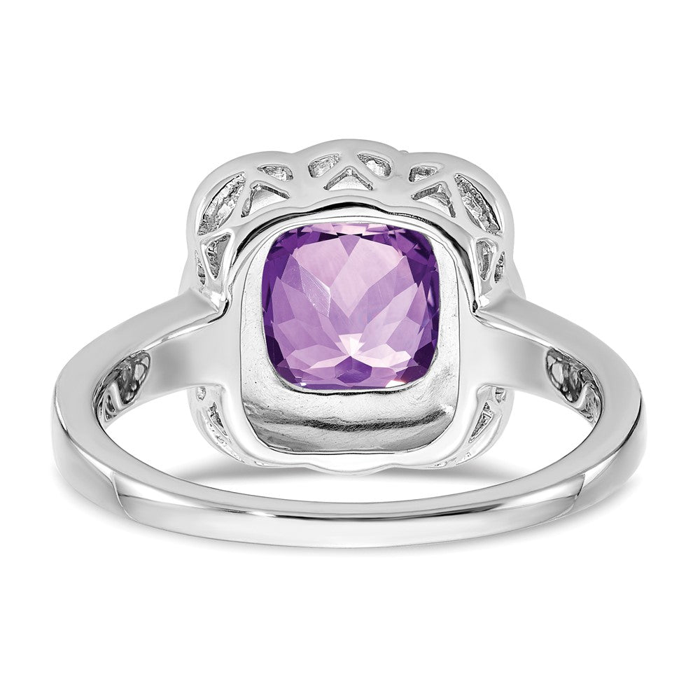 14k White Gold Amethyst and Diamond Ring
