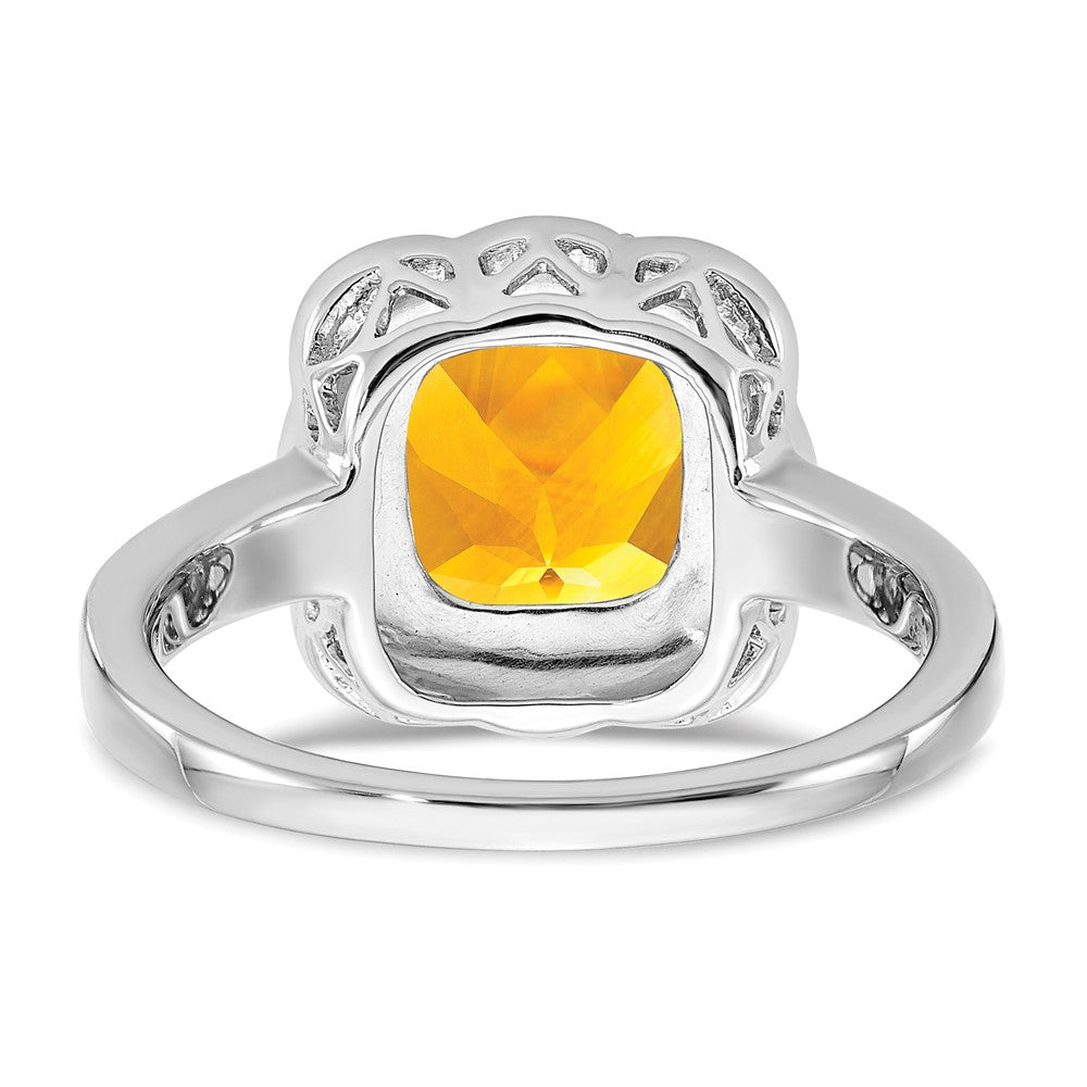 14k White Gold Citrine and Diamond Ring