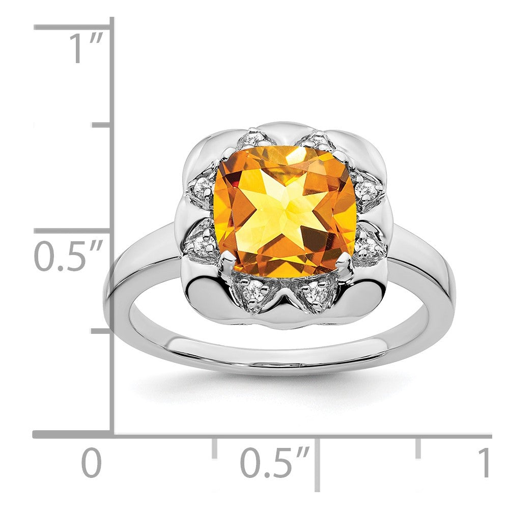 14k White Gold Citrine and Diamond Ring