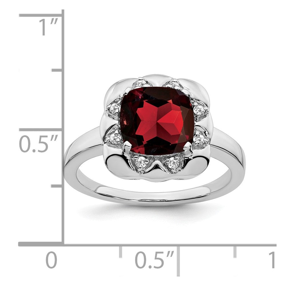 14k White Gold Garnet and Diamond Ring