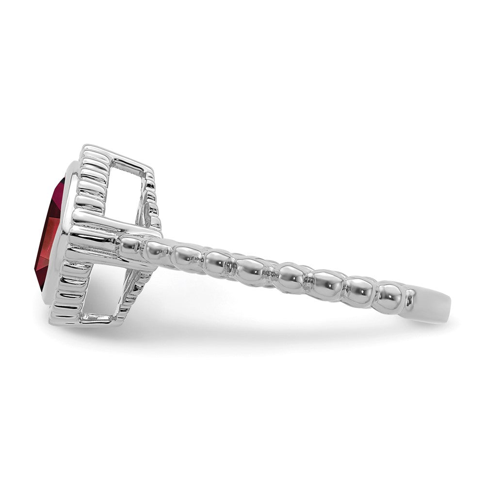 14k White Gold Cushion Garnet Ring
