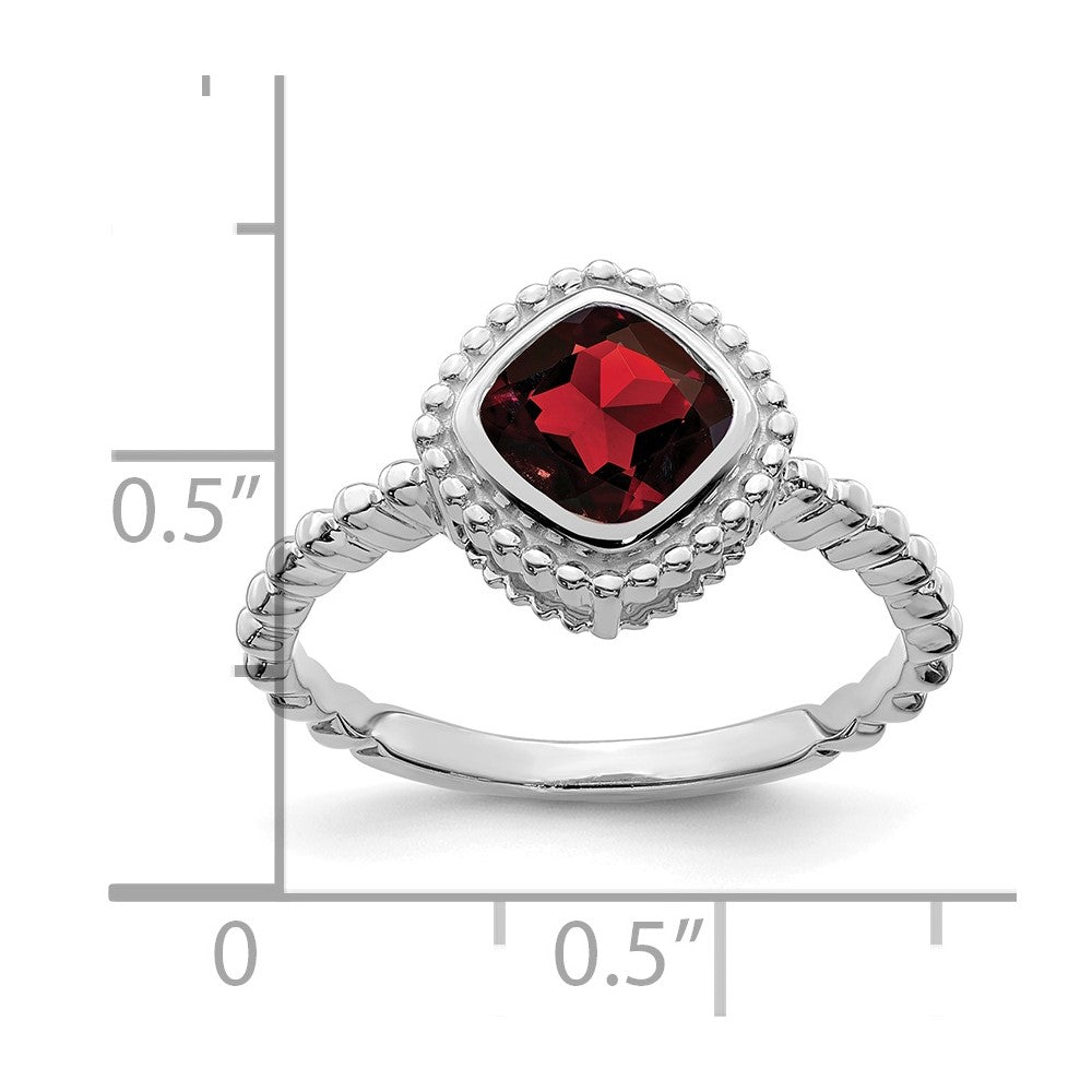 14k White Gold Cushion Garnet Ring