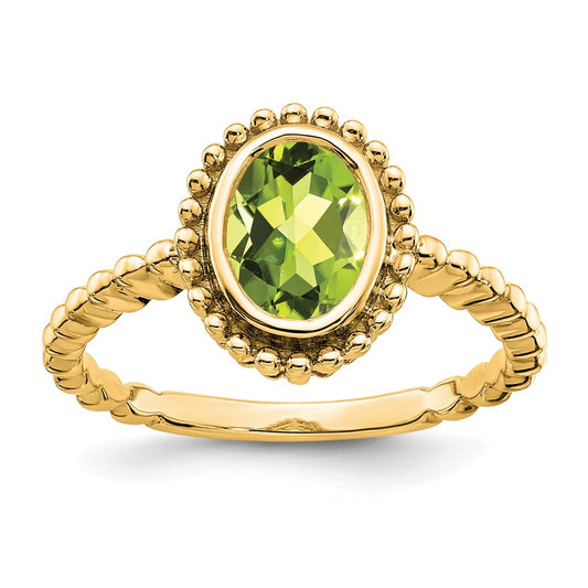 14k Oval Peridot Ring