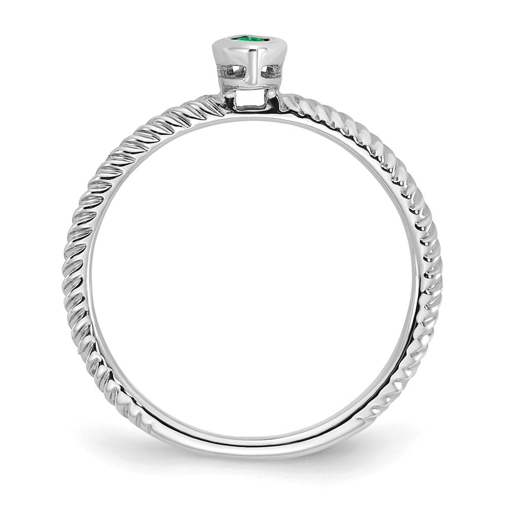 14k White Gold Marquise Bezel Emerald Ring