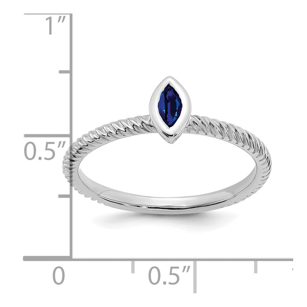 14k White Gold Marquise Bezel Sapphire Ring