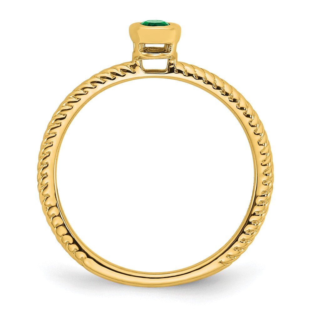 14k Oval Bezel Emerald Ring