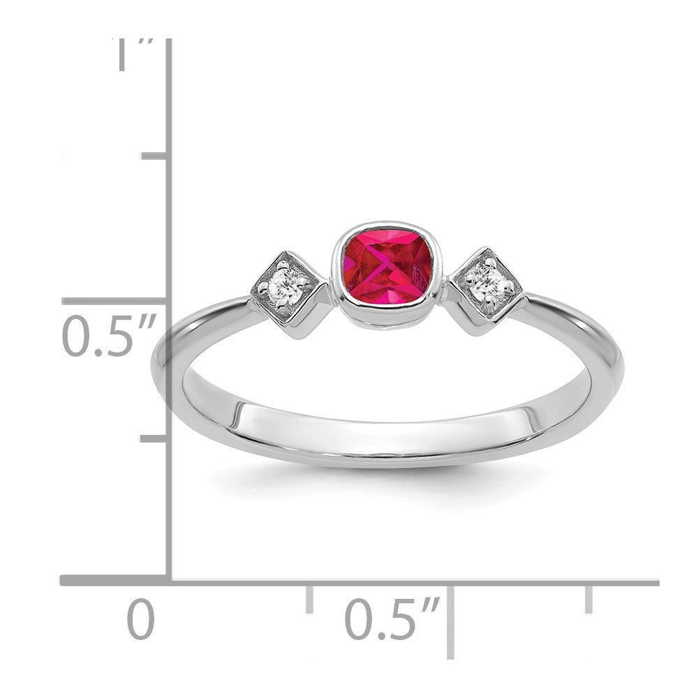 14k White Gold Ruby and Diamond Ring