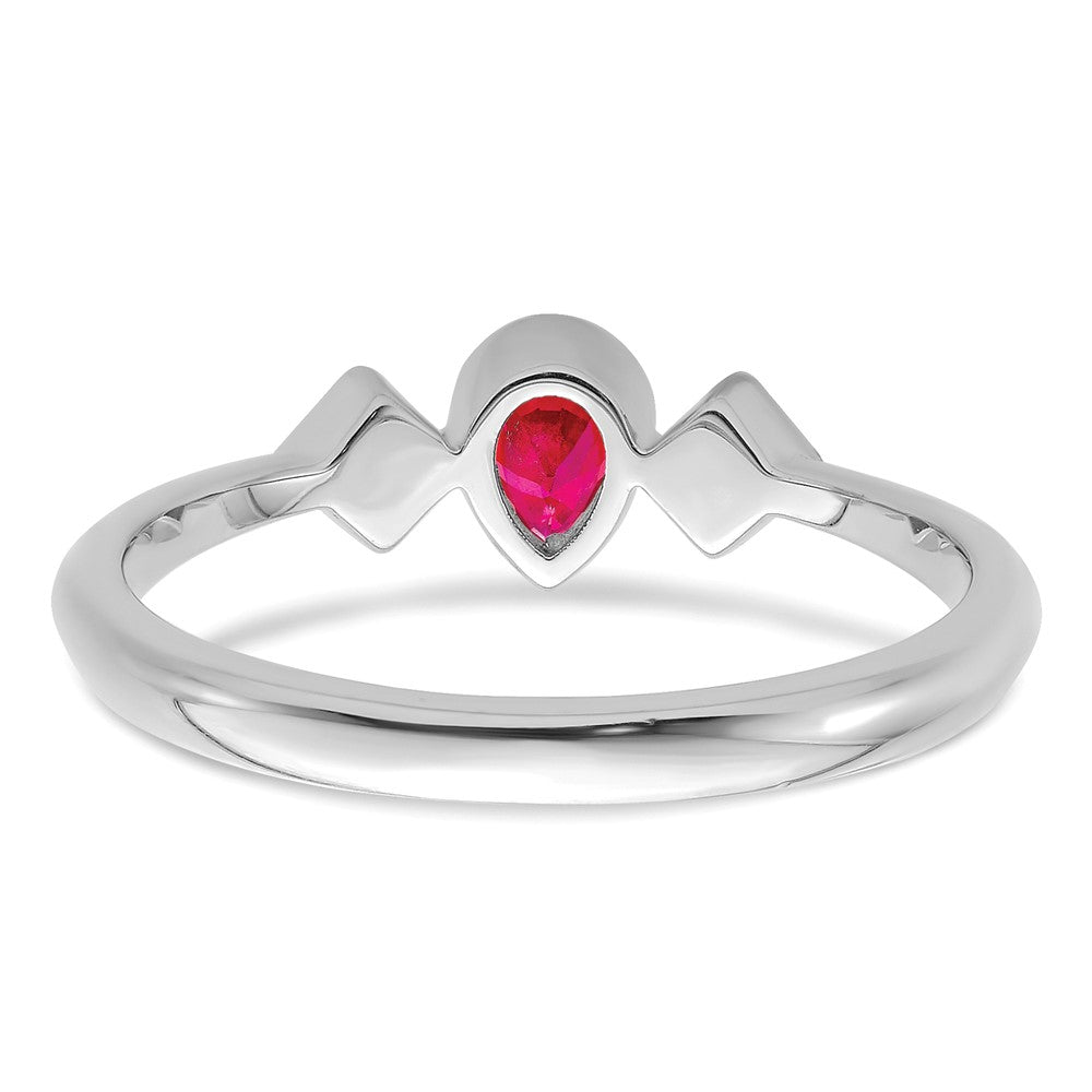14k White Gold Pear Bezel Ruby and Diamond Ring