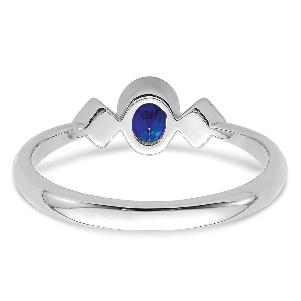 14k White Gold Oval Bezel Sapphire and Diamond Ring