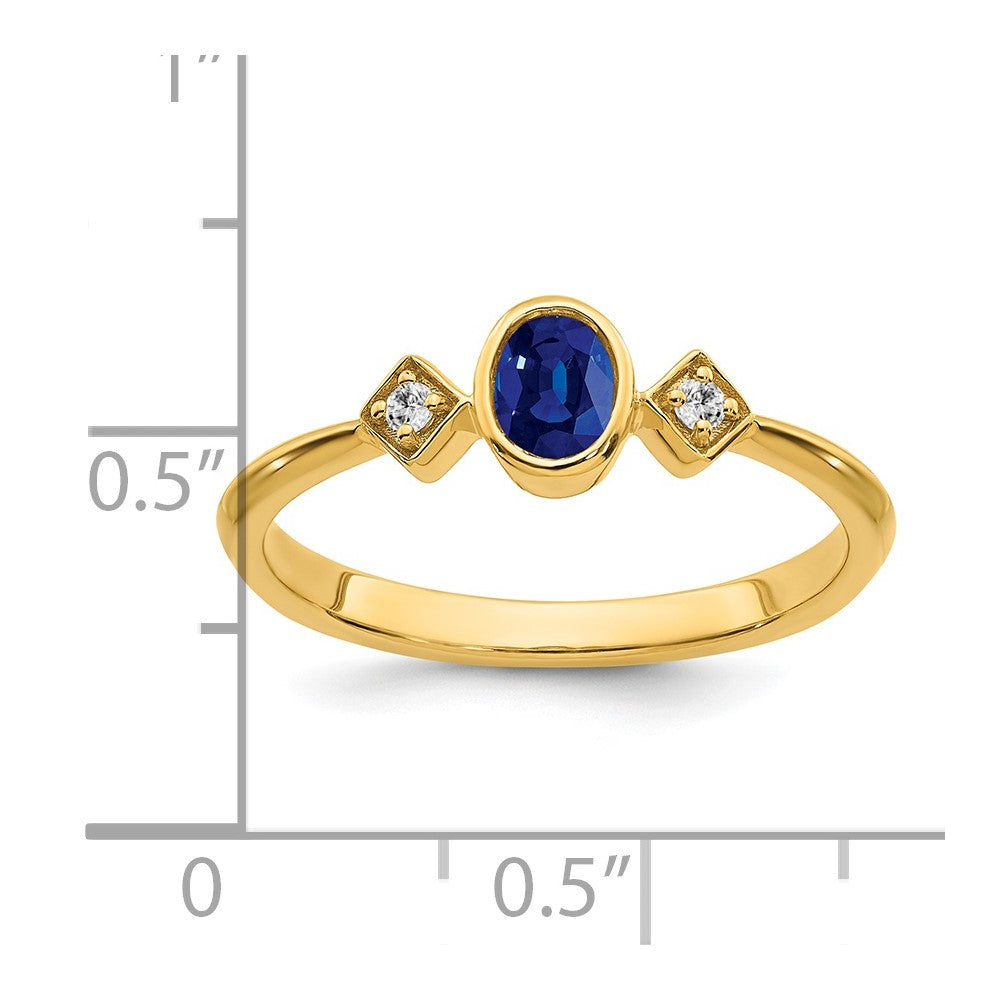 14k Oval Bezel Sapphire and Diamond Ring