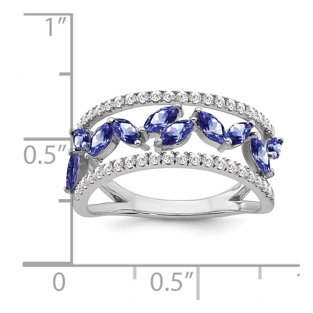 14k White Gold Marquise Tanzanite and Diamond Ring