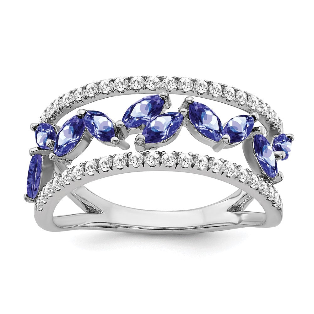 14k White Gold Marquise Tanzanite and Diamond Ring