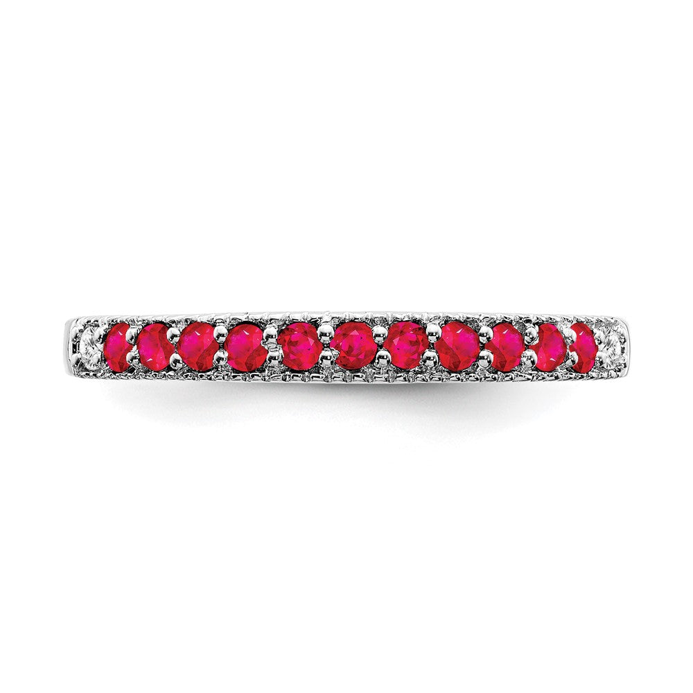 14k White Gold Ruby and Diamond Band