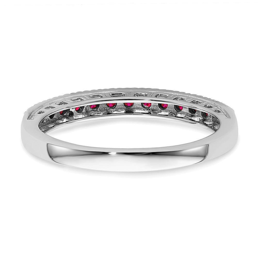 14k White Gold Ruby and Diamond Band
