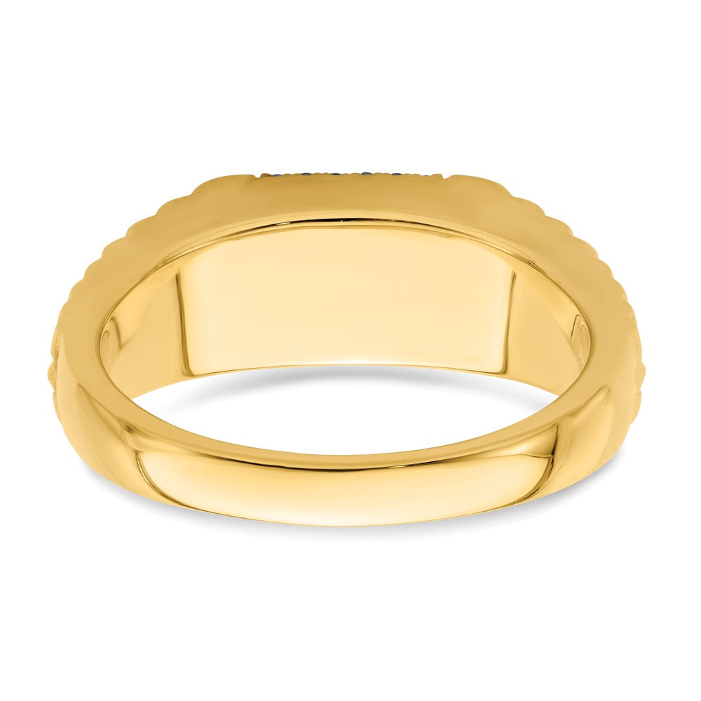 14k Square Sapphire and Diamond Mens Ring