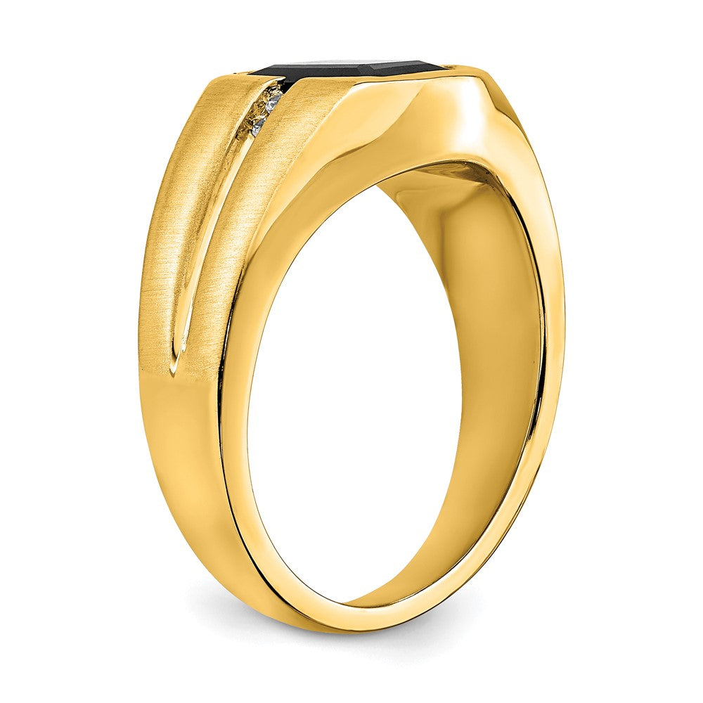 14k Onyx and Diamond Mens Ring