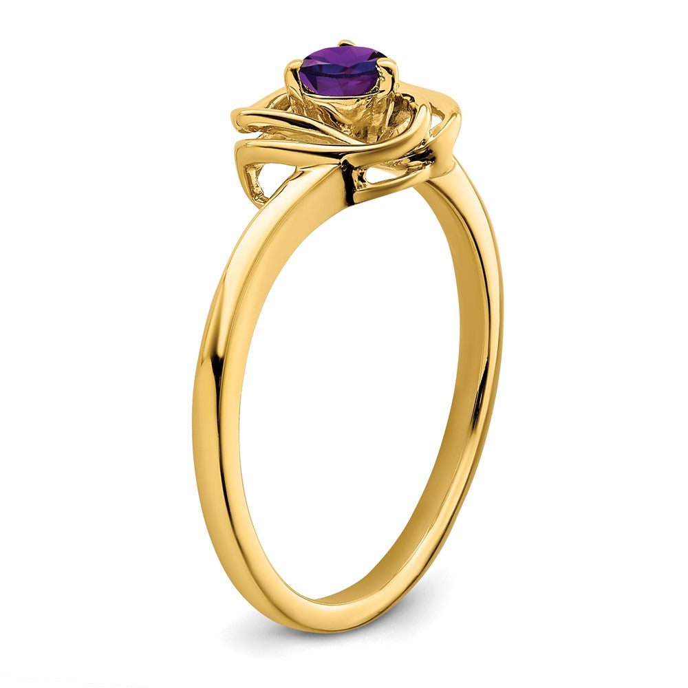 14k Amethyst Triangle Ring