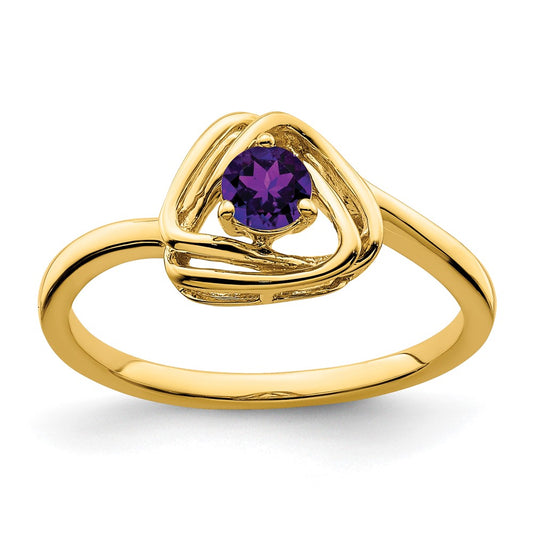 14k Amethyst Triangle Ring