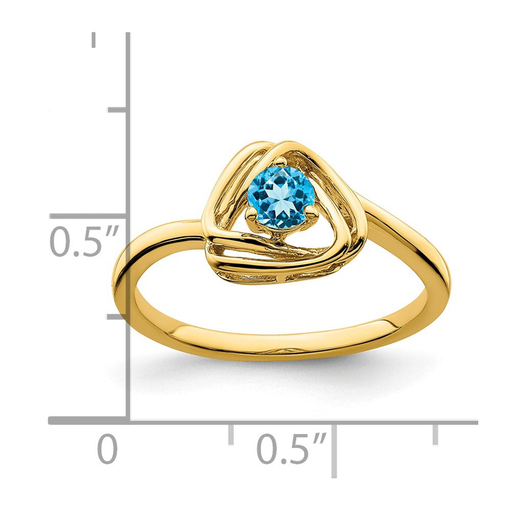 14k Blue Topaz Triangle Ring