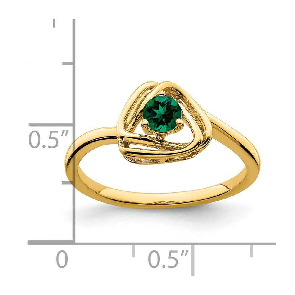14k Created Emerald Triangle Ring