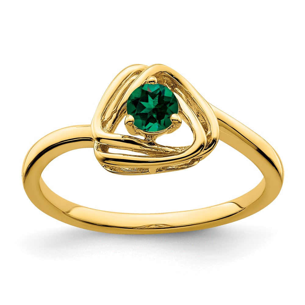 14k Created Emerald Triangle Ring