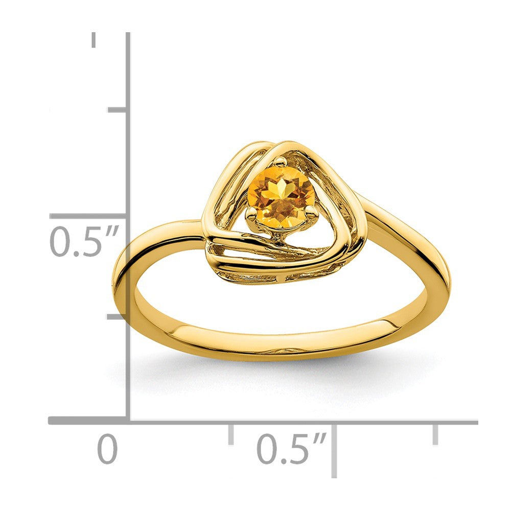 14k Citrine Triangle Ring