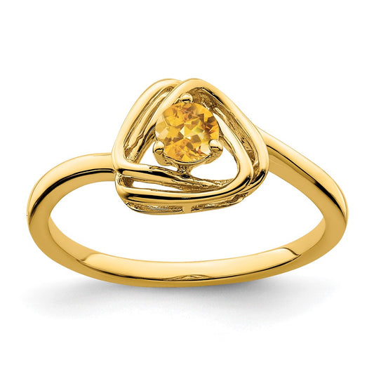 14k Citrine Triangle Ring