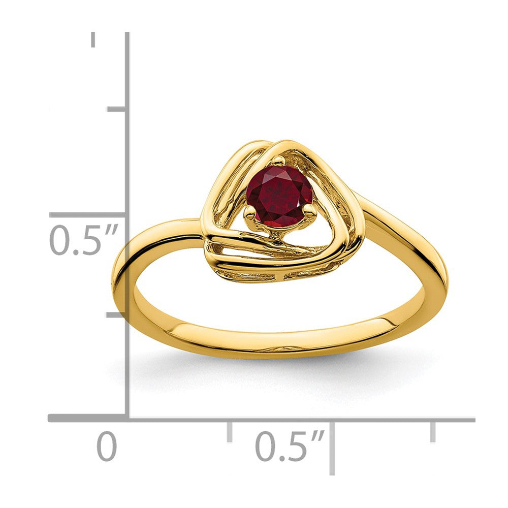 14k Created Ruby Triangle Ring