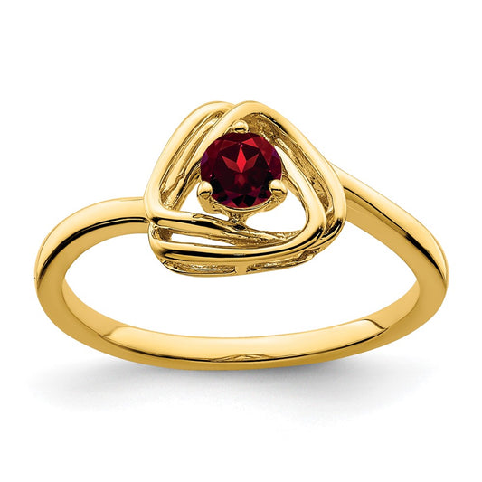 14k Garnet Triangle Ring
