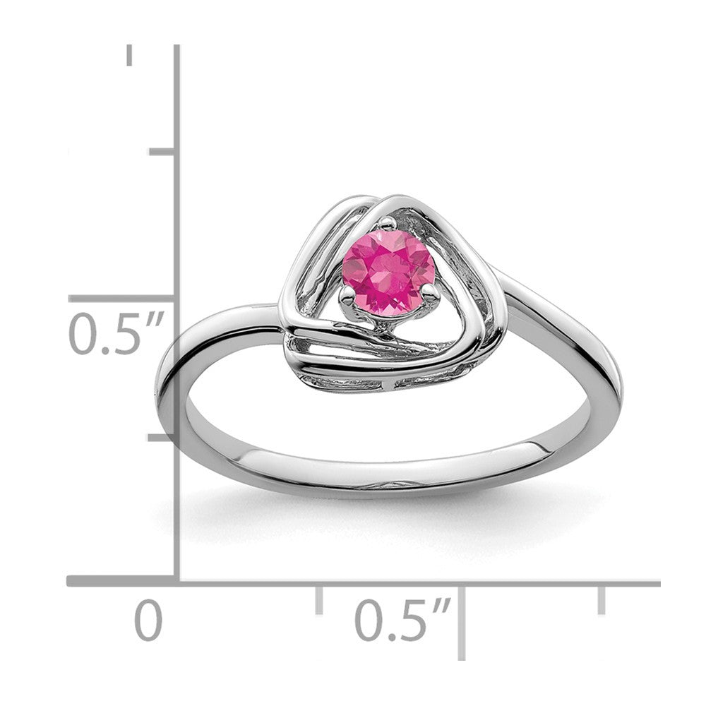 14k White Gold Pink Tourmaline Triangle Ring