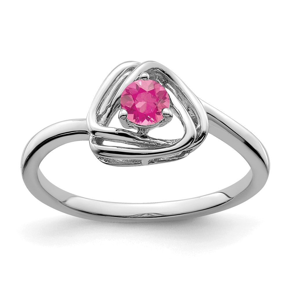 14k White Gold Pink Tourmaline Triangle Ring