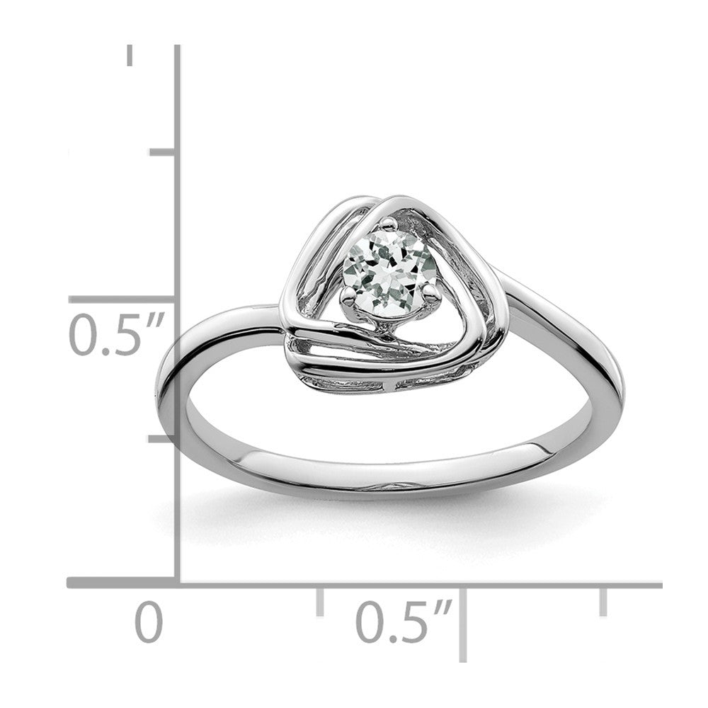 14k White Gold White Topaz Triangle Ring