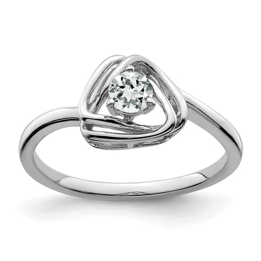 14k White Gold White Topaz Triangle Ring