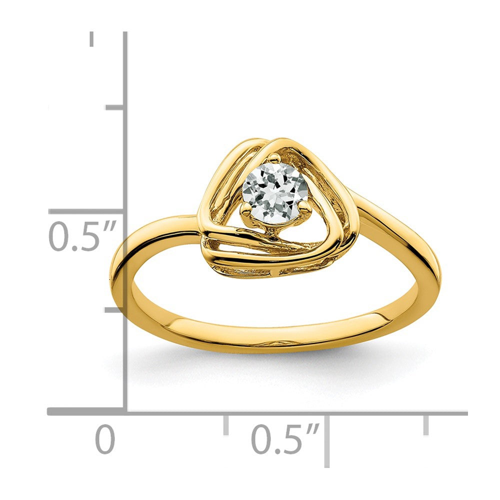 14k White Topaz Triangle Ring