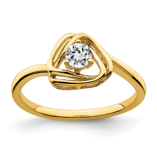 14k White Topaz Triangle Ring
