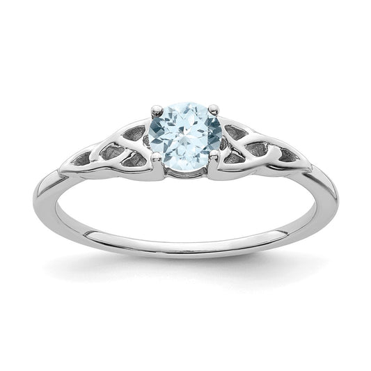 14k White Gold Aquamarine Celtic Knot Ring