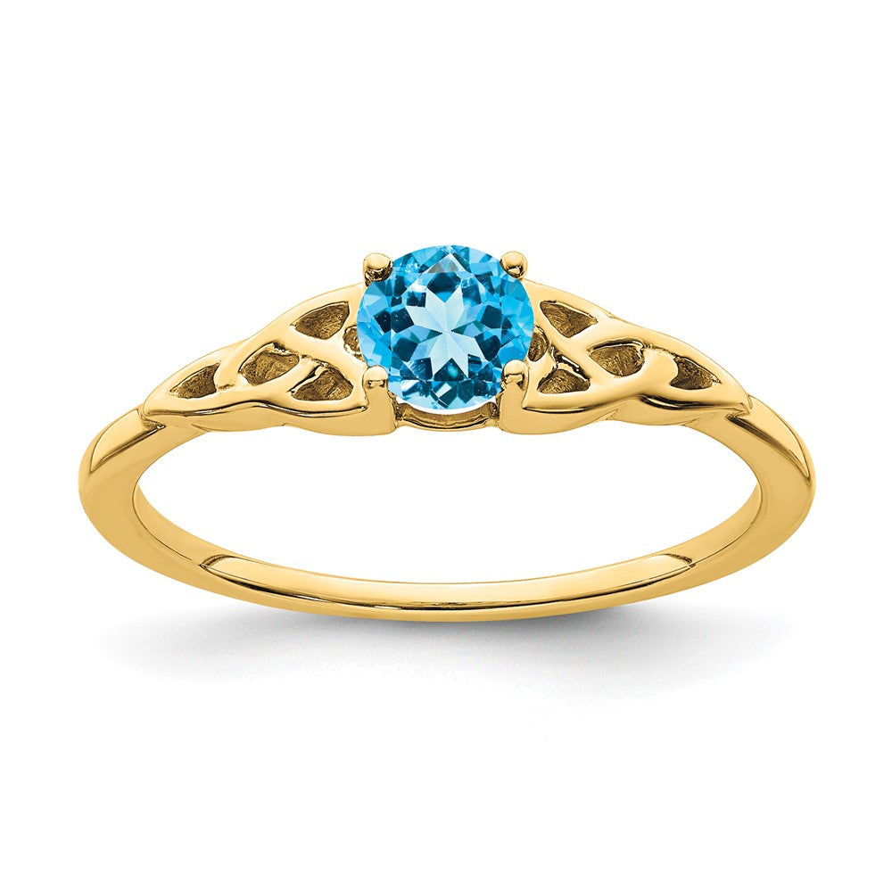 14K Blue Topaz Celtic Knot Ring