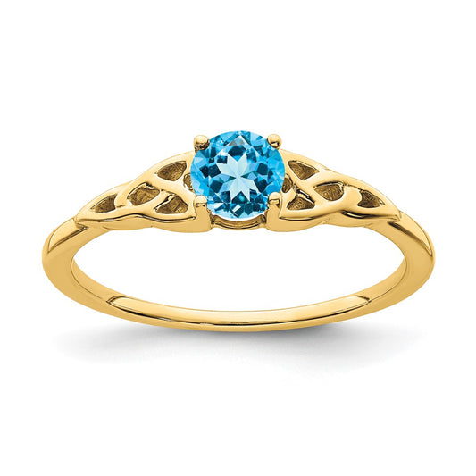 14K Blue Topaz Celtic Knot Ring