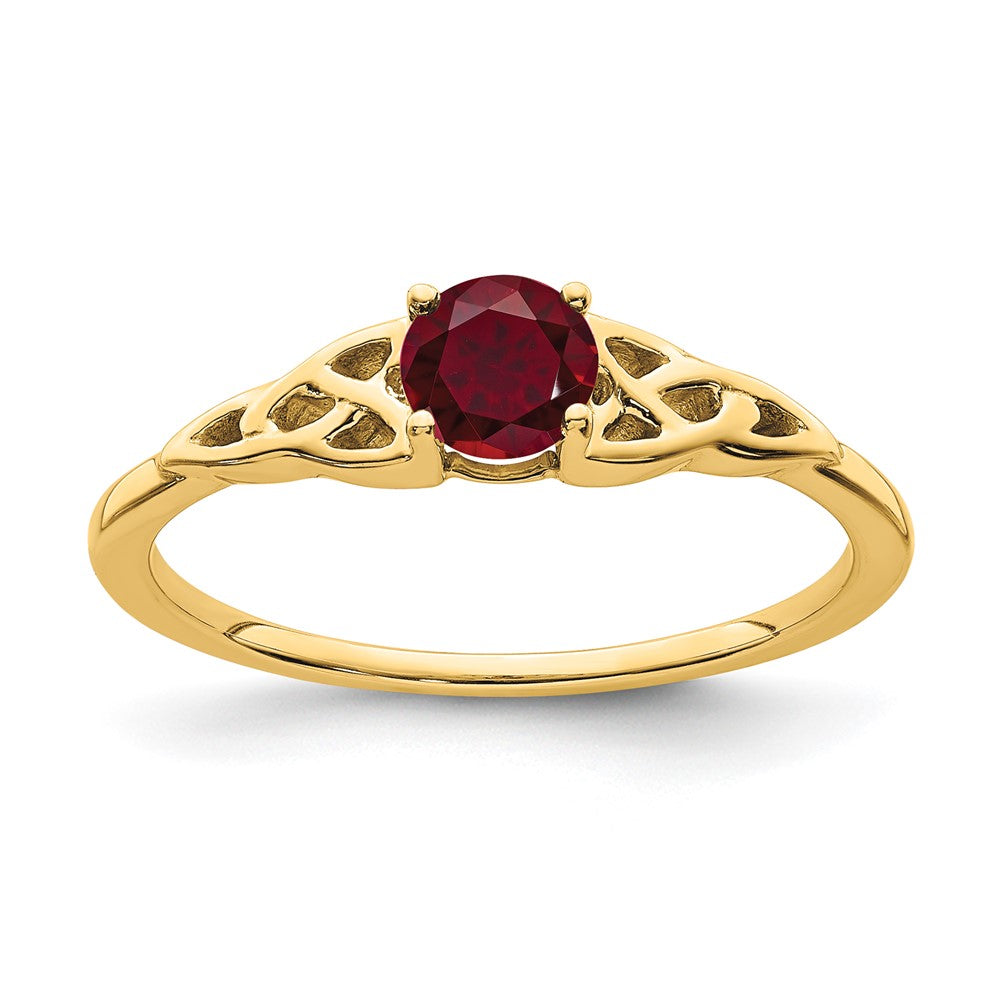 14K Created Ruby Celtic Knot Ring