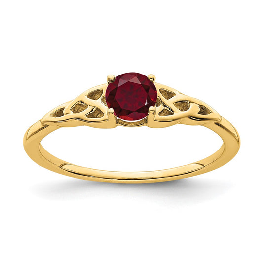14K Created Ruby Celtic Knot Ring