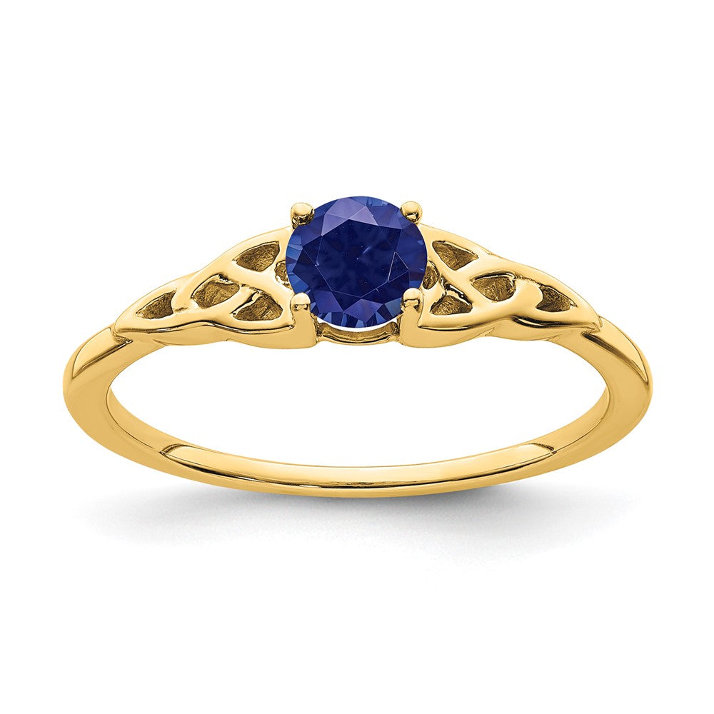 14K Created Sapphire Celtic Knot Ring