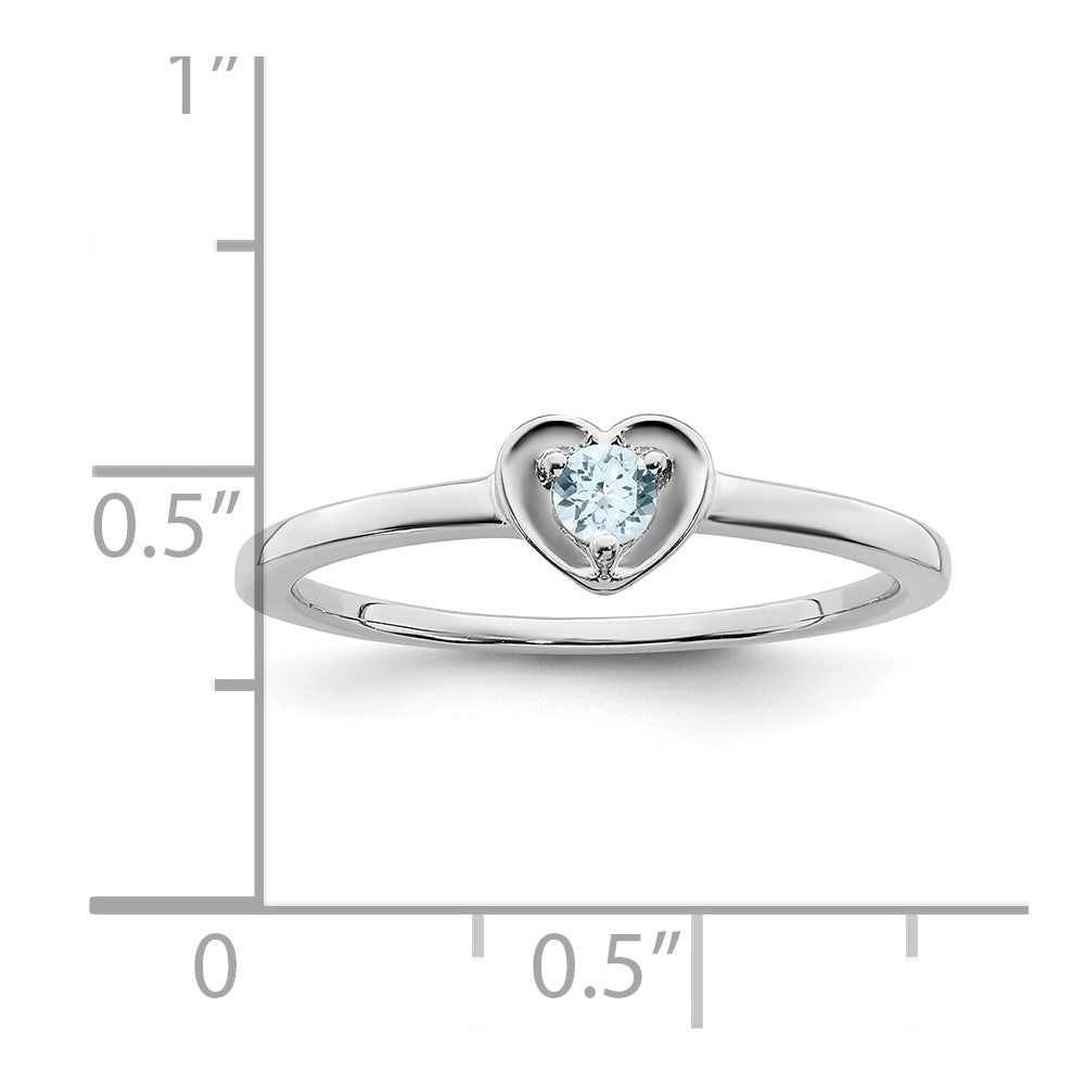 14K White Gold Aquamarine Heart Ring