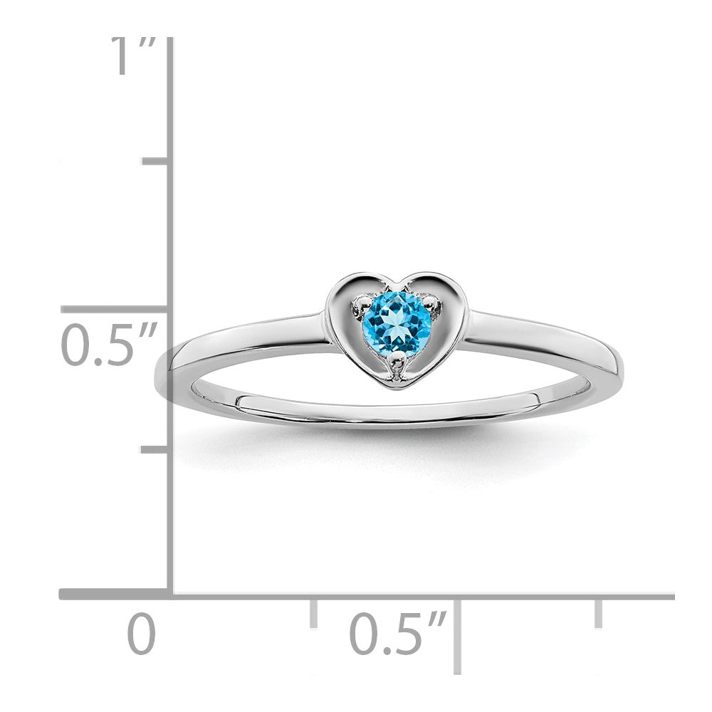 14K White Gold Blue Topaz Heart Ring