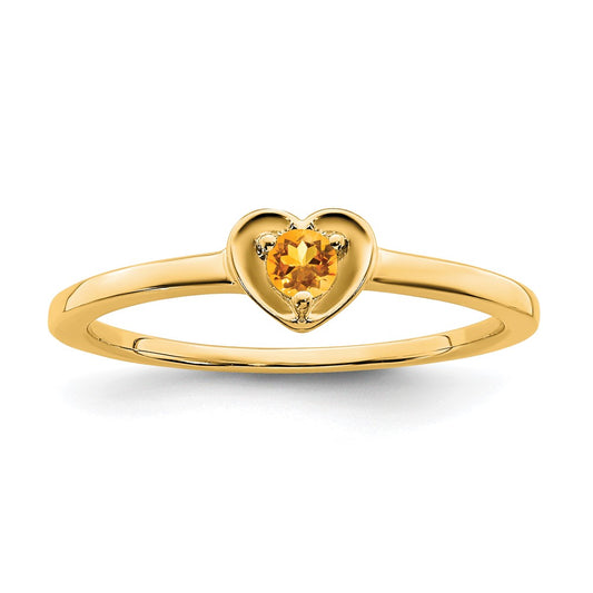 14K Citrine Heart Ring