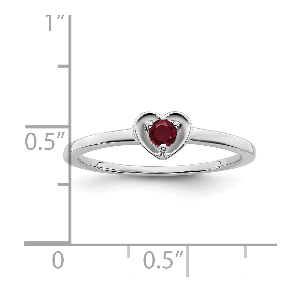 14K White Gold Created Ruby Heart Ring